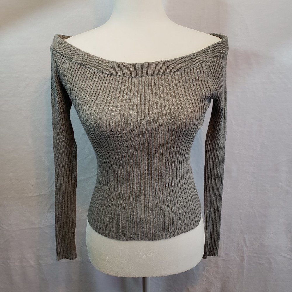 Forever 21 Off the Shoulder Sweater Gray Medium